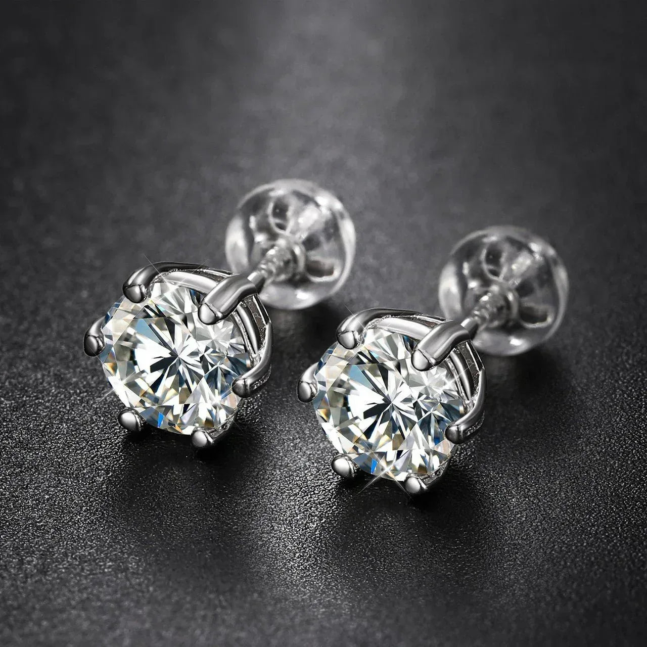 Solid 925 Sterling 6-Claw 0.5/1CT D Color VVS Bling Earrings - CaratixJewelry